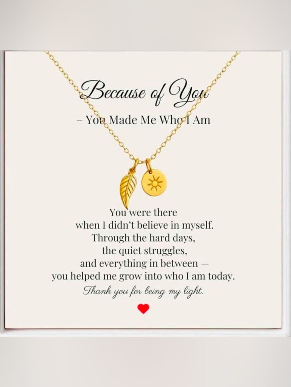 Meaningful 18K Gold Plated "Thanks for Being My Light" Necklace| NEW WITH TAGS |